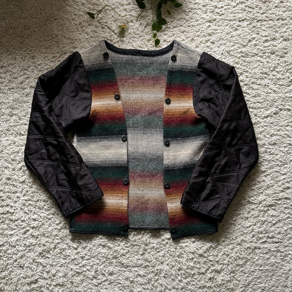 VTG Woolrich Striped Wool Blend Saddle blanket Print Jacket Boho